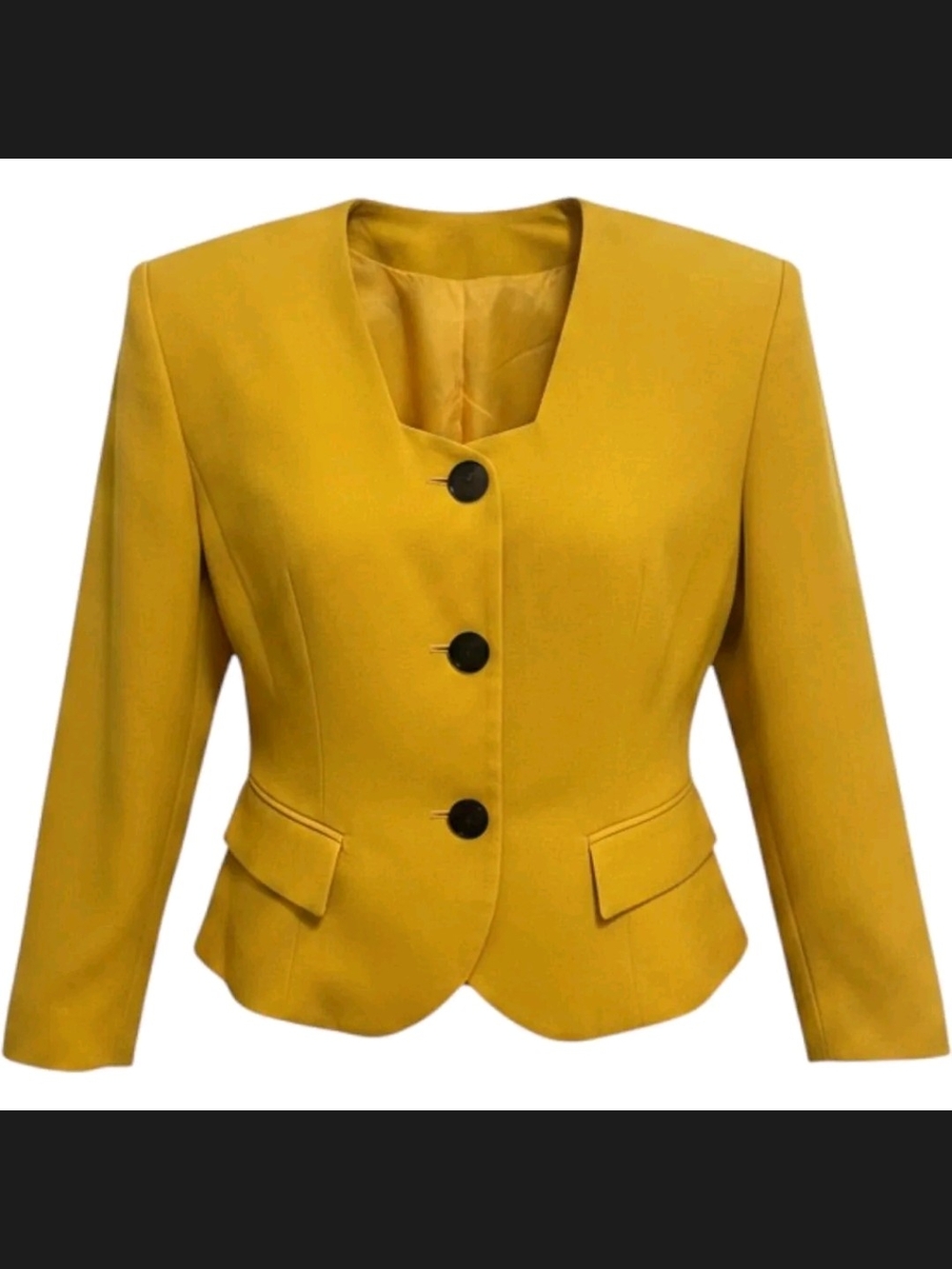 Women's Tailored Mustard Yellow Button Front Blazer